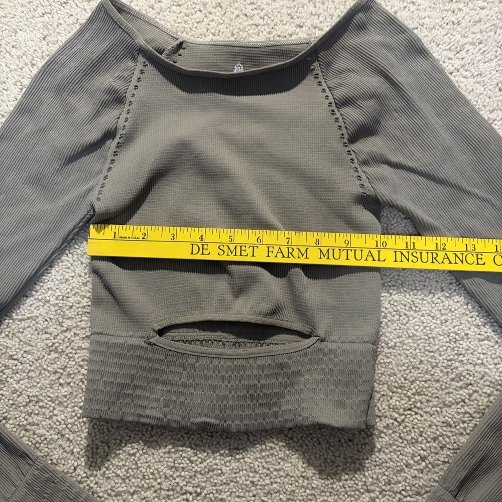 Free People Movement Long Sleeve Top Cut Out Small Olive Green - Picture 6 of 7